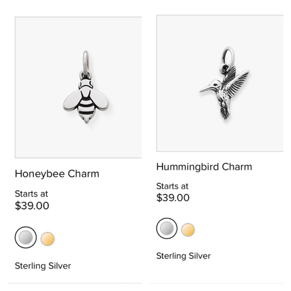 James Avery Sterling Silver Honeybee and Hummingbird Charms